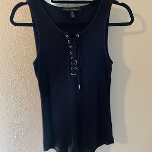 White House Black Market Black Dressy Tank with tie up detail, size XS